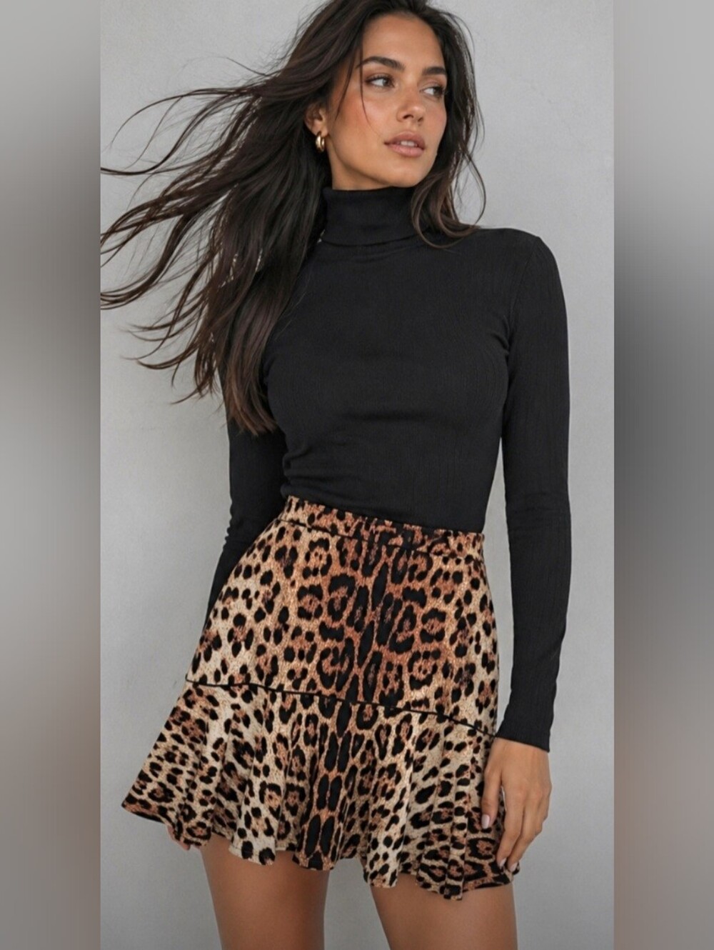 Eva Varro leopard peplum skirt